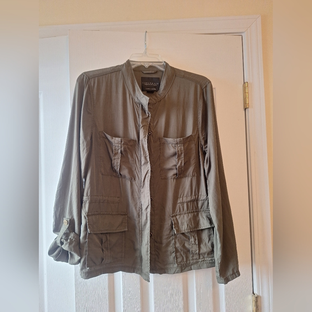 Sanctuary Lightweight Utility Jacket in Olive Green